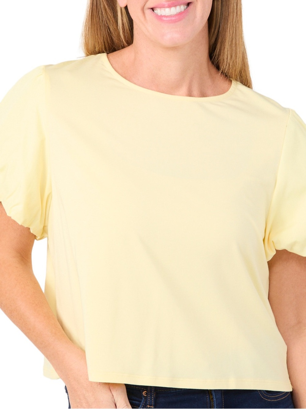 Nanette Nanette Lepore Yellow Puff Sleeve Bow Back Top Size Small
